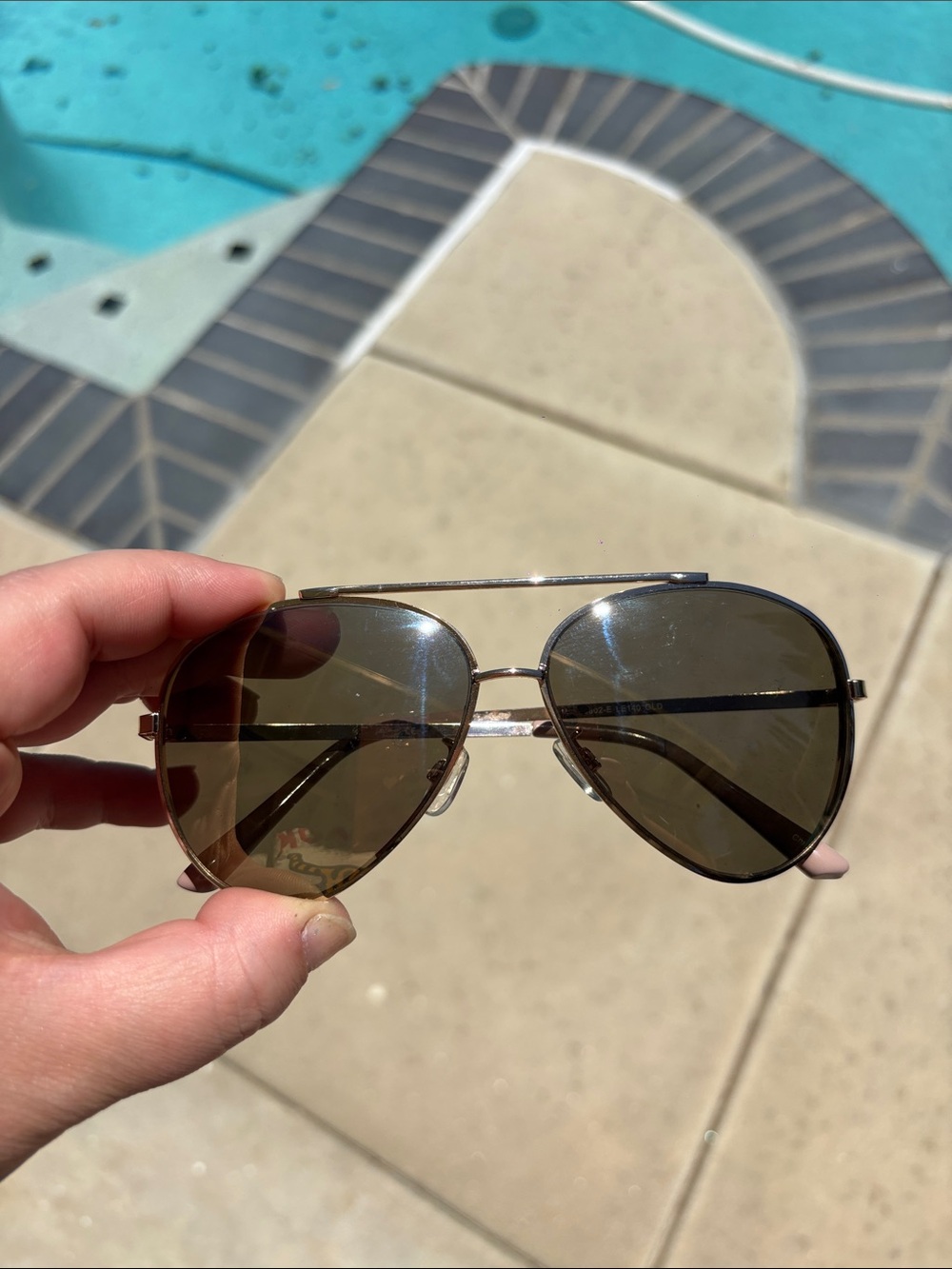 libby. edelman Gold Aviator Sunglasses with Brown Lenses